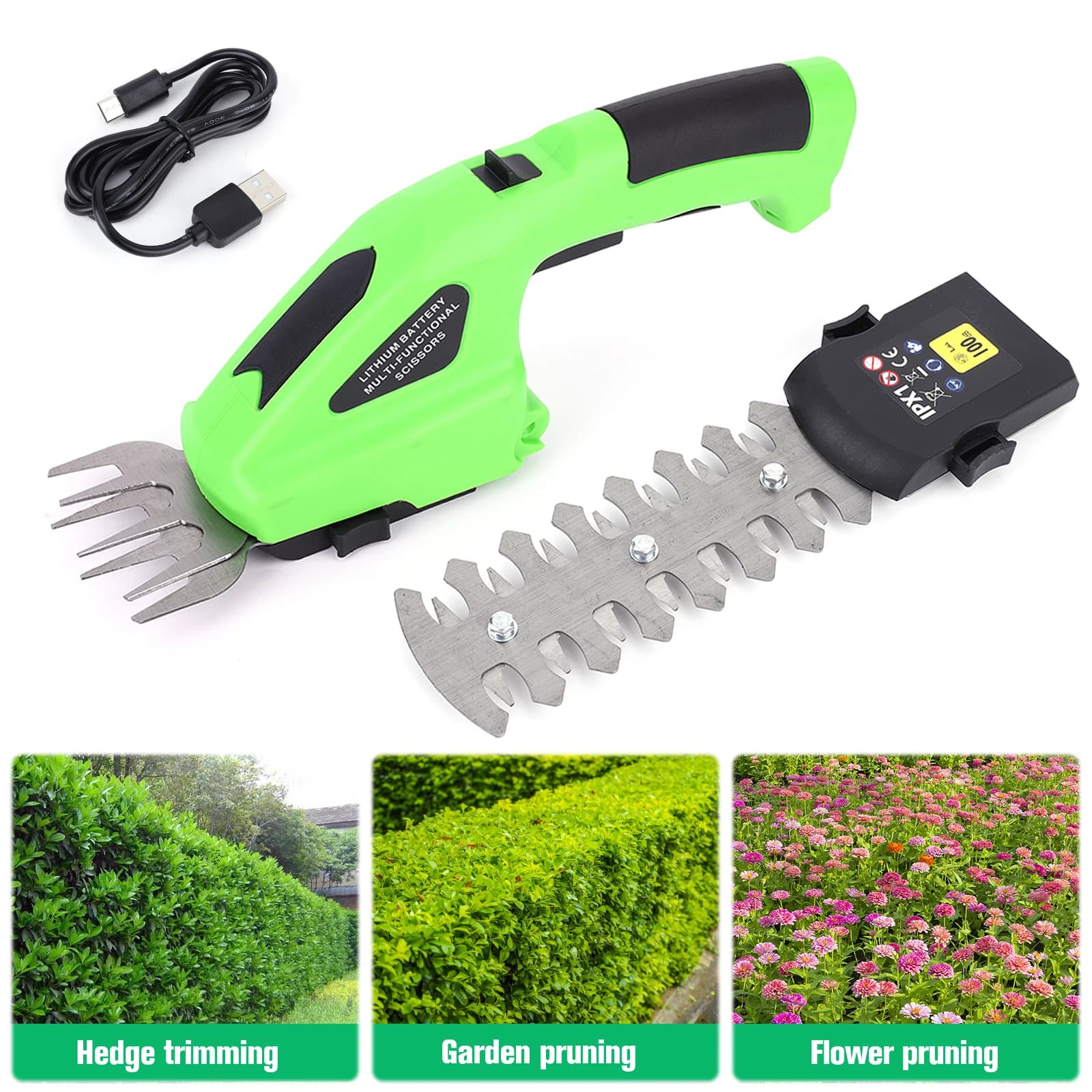 2 in 1 Grass Cutter Rechargeable Garden Pruning Shears Lightweight Shrub Trimmer Weeding Pruning Mower for Garden Yard Lawn