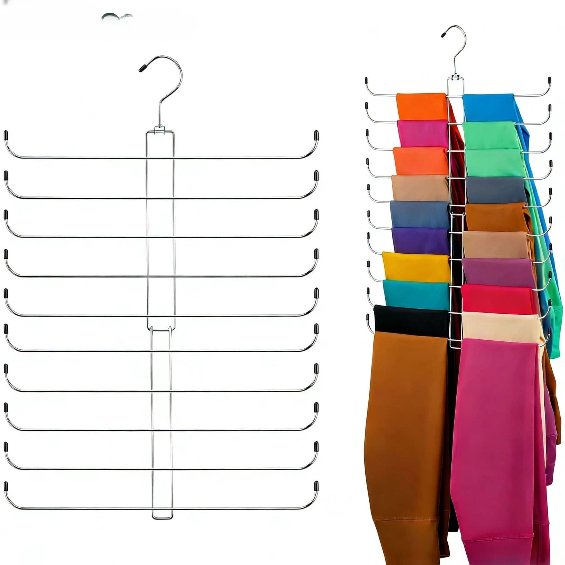 Organizzatore Salvaspazio Pieghevole Multilivello per Armadio, Appendiabiti e Scaffali per Pantaloni e Vestiti