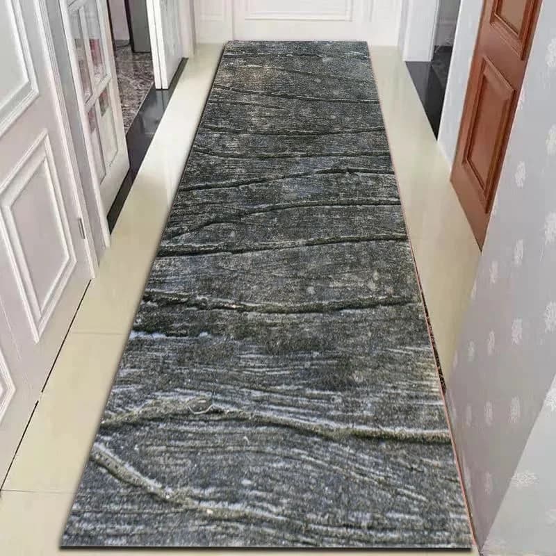 Tappeto Runner VIKAMA in Pietra Grigia Testurizzata, Tappetino Moderno con Motivo Orizzontale Effetto Invecchiato per Corridoio Ingresso Arredamento Contemporaneo