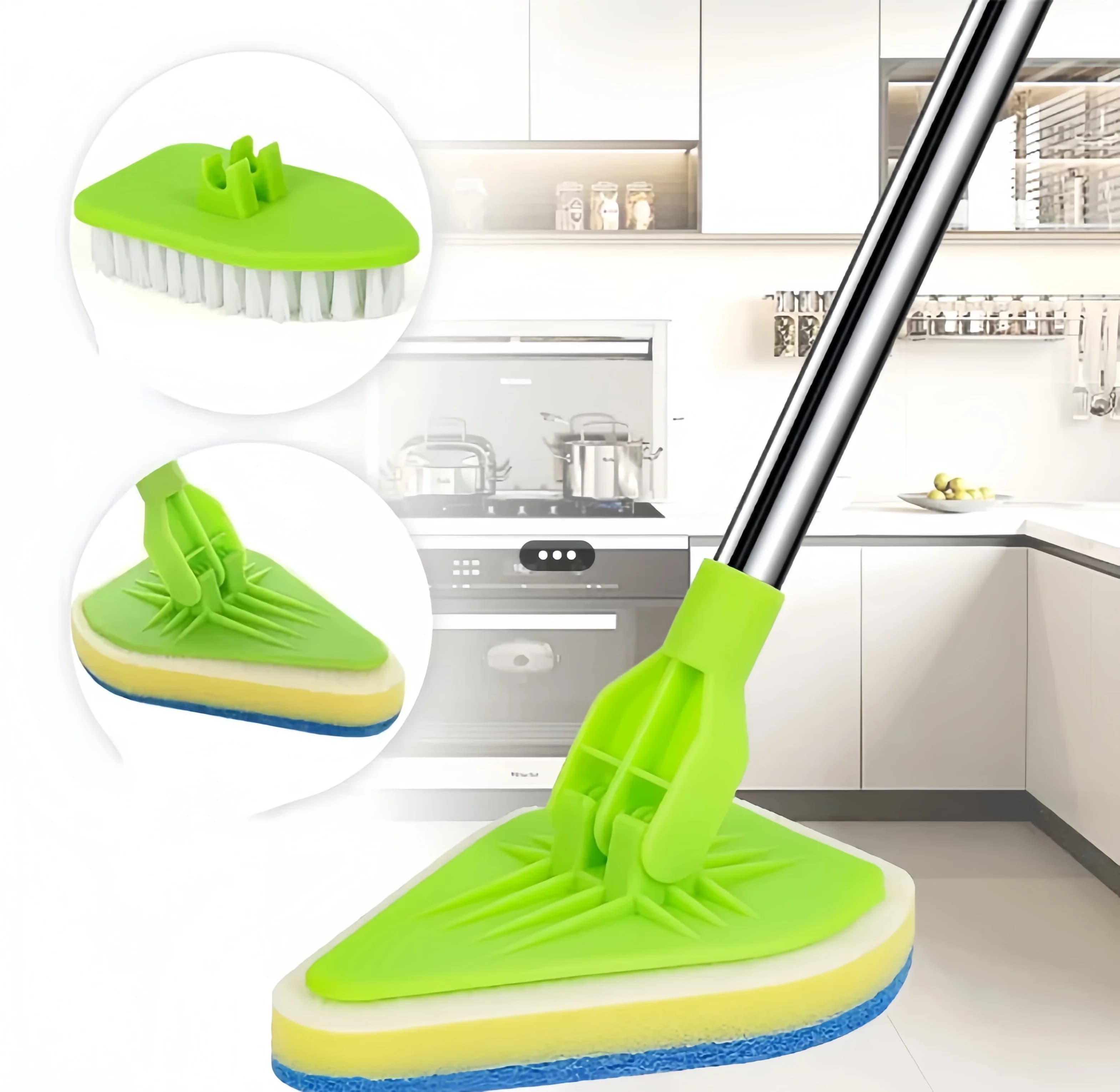 2 in 1 Scrub Pulizia 1/2/3 pezzi Spazzola in spugna con setole a manico lungo Bagno WC Cucina Piastrelle Parete Leggero staccabile