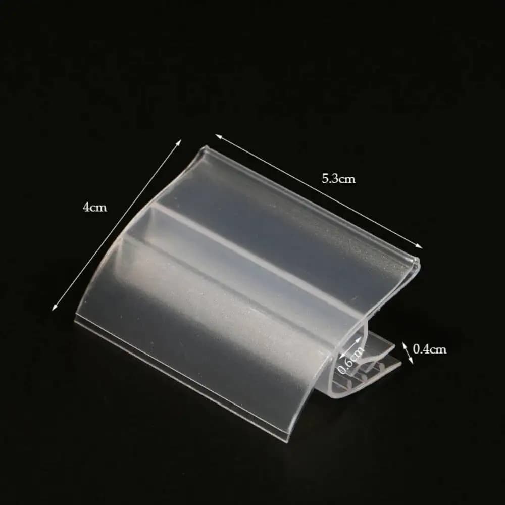 10 Pezzi Portaetichette Trasparenti a Clip 4x5cm per Scaffali, Espositori e Contenitori - Ideali per Prezzi e Etichette Retail