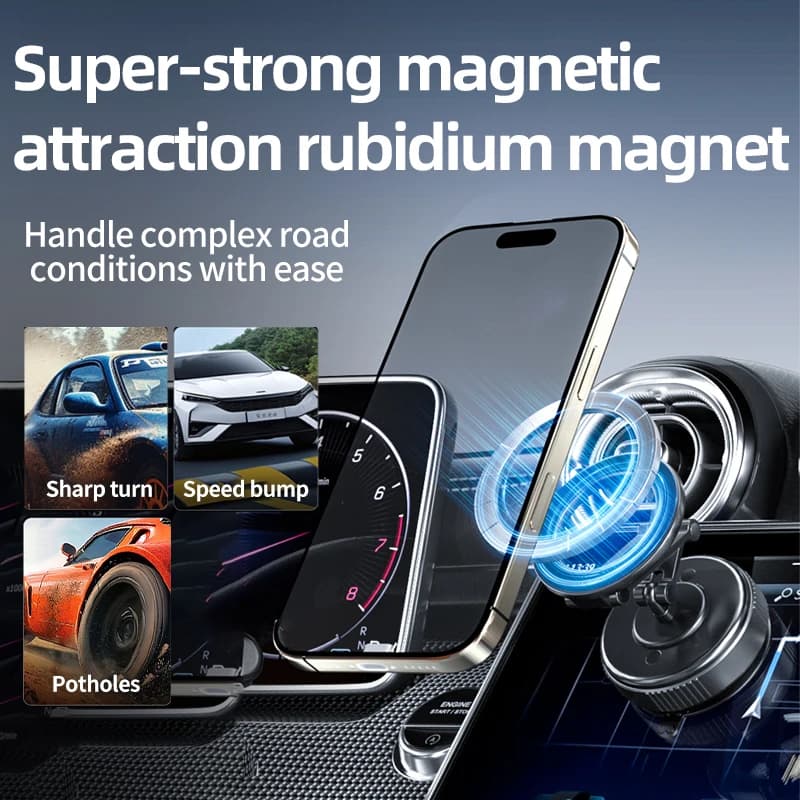Supporto magnetico per telefono per auto per iPhone 12 13 14 15 16 17 Supporto magnetico per vuoto Supporto pieghevole a ventosa forte per telefono cellulare