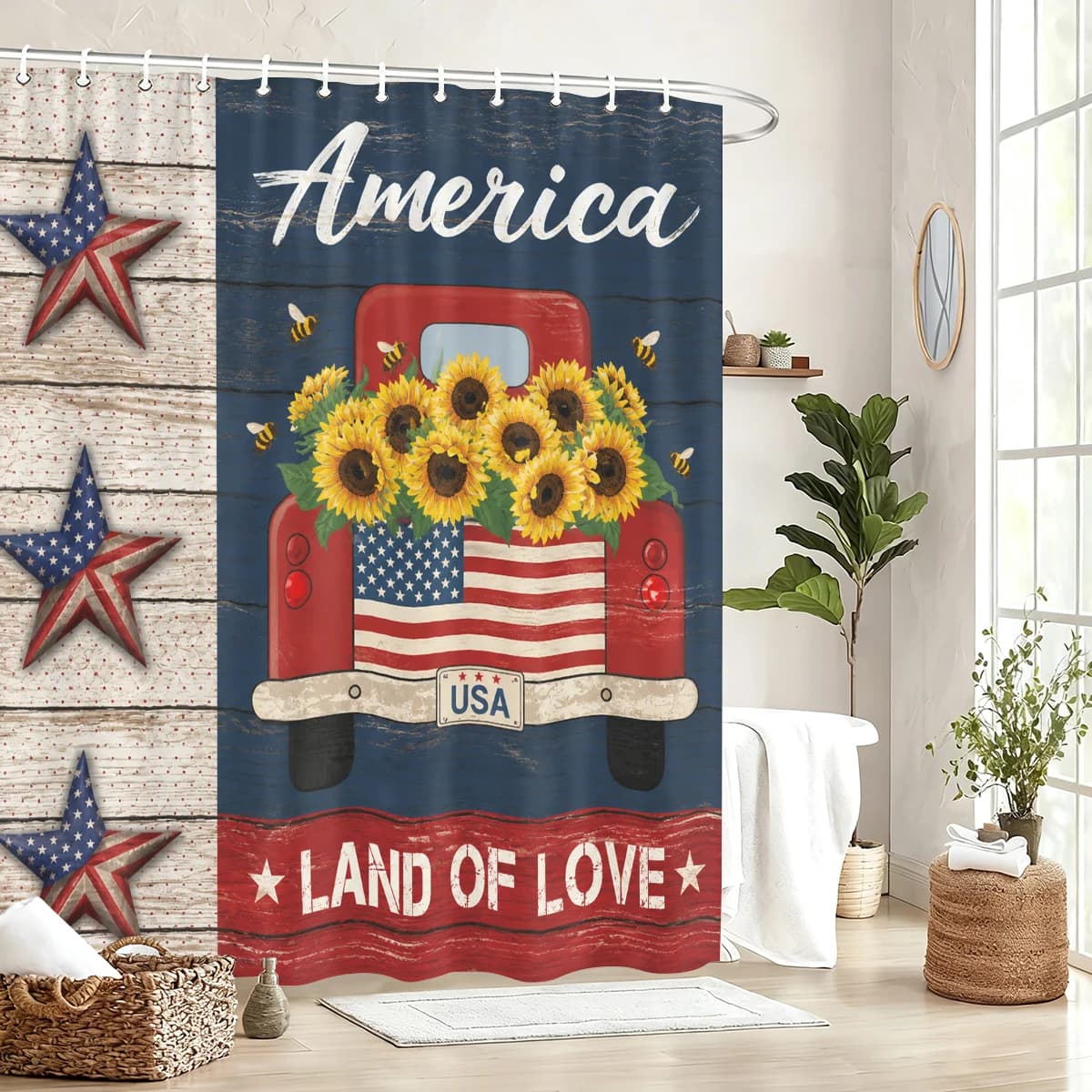 Vibrant Themed Polyester Bathtub Curtain - Artistic Printed Shower Curtain for Bathroom Decor, Various Pattern Options