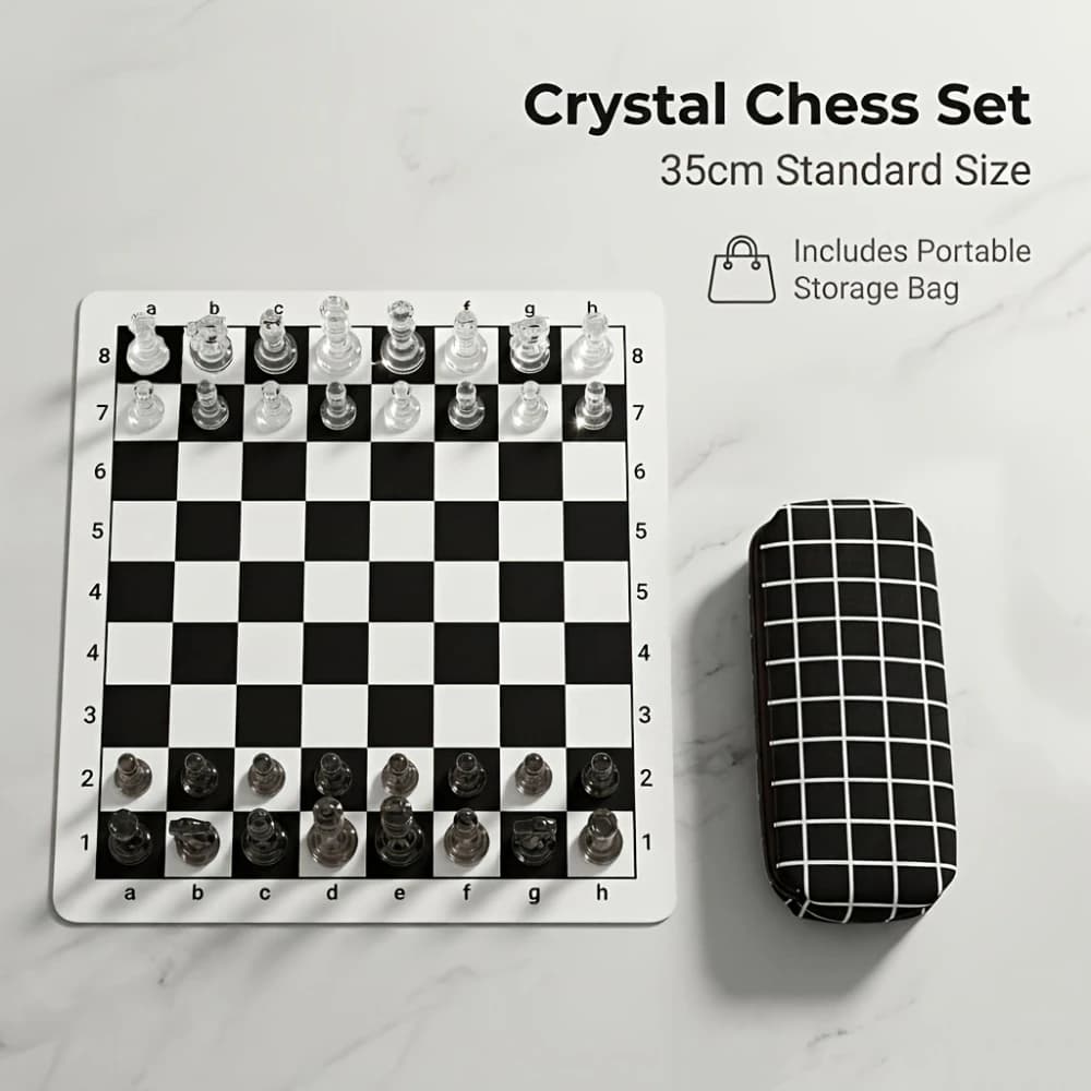 Large Foldable Chess Set with Storage Bag & Board - Portable Suitable for Tournaments Travel | Easy Assembly Durable Chessboard
