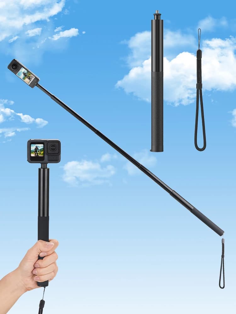 Bastone Selfie in Fibra di Carbonio con Vite da 1/4 di Pollice, Monopiede Estensibile Leggero per Insta 360 X5 Action4/POCKET3