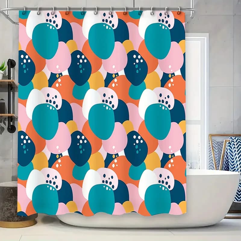 Tenda da doccia Boho Arte astratta Natura Scenic Arredamento per il bagno Set lavabile per tessuti per la casa costiera della fattoria moderna