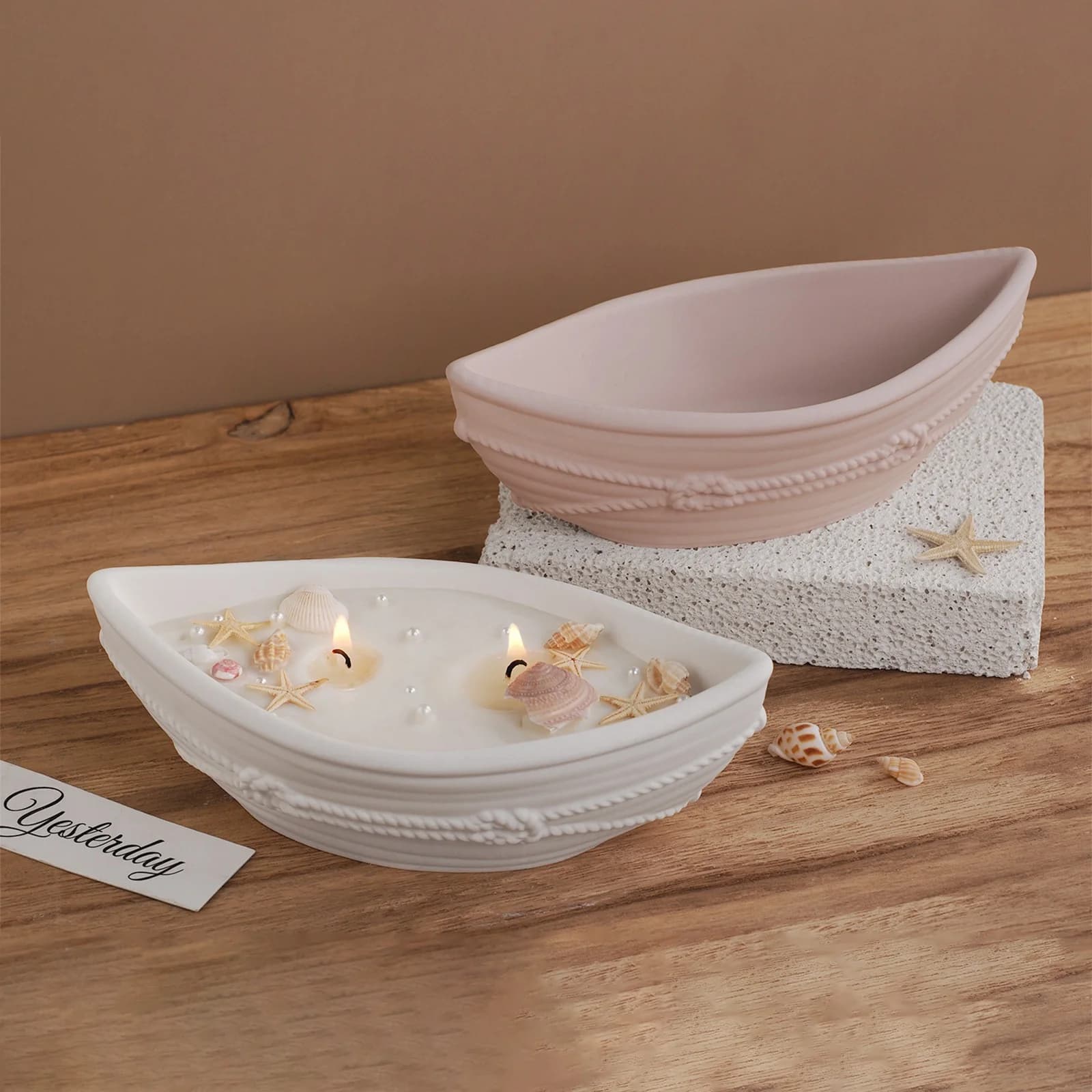 Ciotola per candele per barche Stampo in silicone Vassoio per candele fai-da-te Barattolo di gesso Tazza di resina Stampo per colata di vasi di fiori in cemento Decorazione della casa