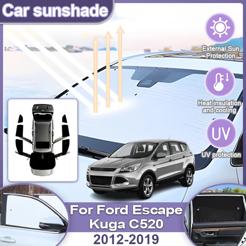 Parasole a copertura totale per Ford Escape Kuga C520 2014 2012-2019 2013 2017, protezione anti-UV per finestrini laterali e parabrezza