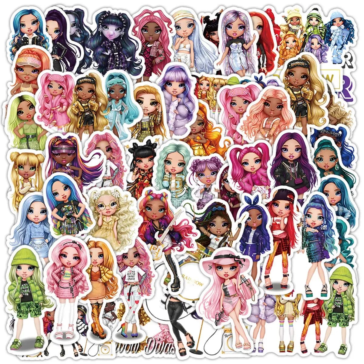 50 Pieces of Energetic Girl Doll Stickers, Colorful Trendy Style, Fashionable Outfit Designs, Multi-Scene Decorative Stickers, Suitable for Journaling and Notebook Decoration