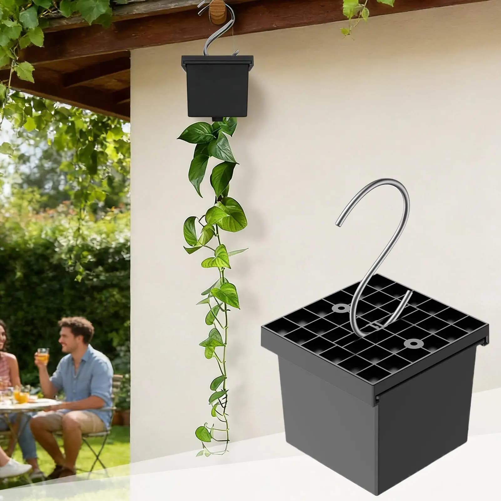 Vaso per Piante con Coperchi e Gancio, Cestino Piccolo Regolabile Salvaspazio per Giardino Verticale, Finestra, Casa, Ufficio, Interni ed Esterni