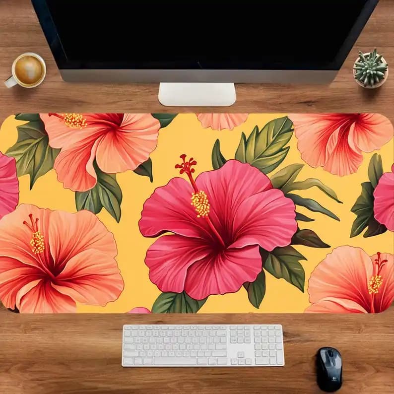 Tovaglietta con motivo floreale rosa, tappetino per mouse antiscivolo e impermeabile, simpatico tappetino decorativo per desktop da gioco, regalo perfetto per gli amici.