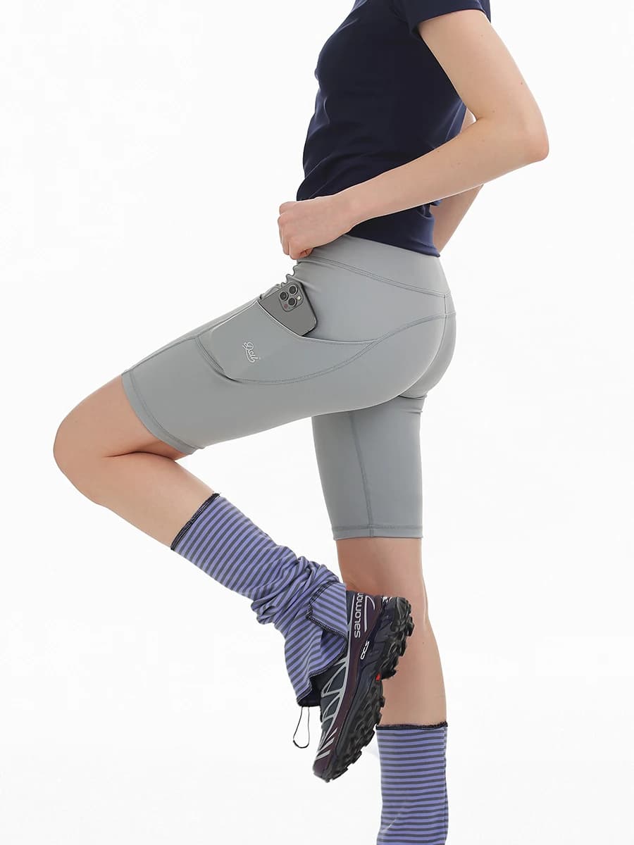 Pantaloncini da yoga DSU in tessuto Sharkskin da donna, estivi, modellanti, per corsa, sport, ciclismo all'aperto, fitness, allenamento, lunghezza al polpaccio.