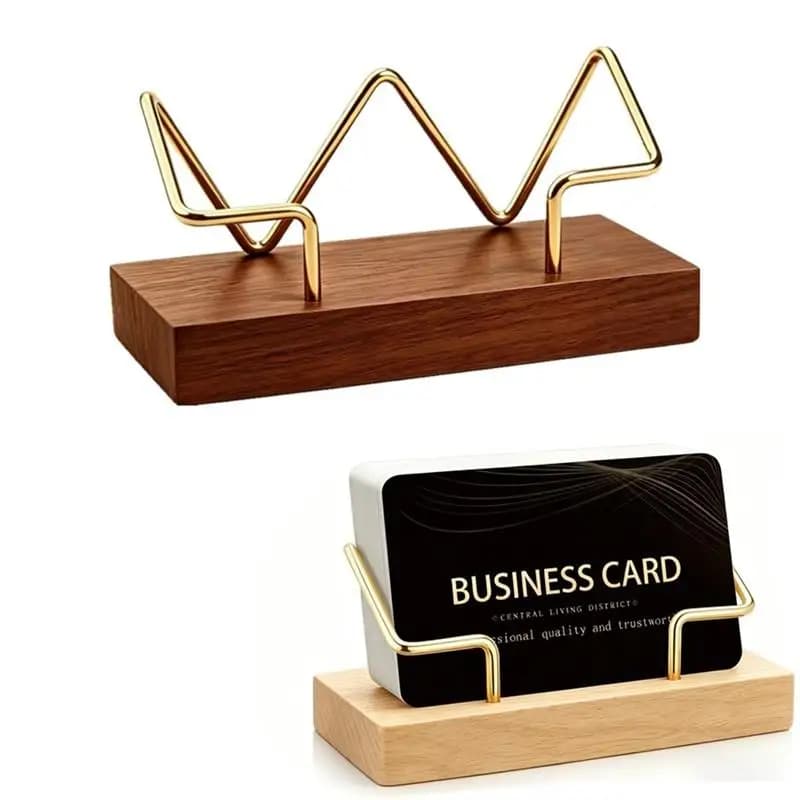 【A8】Wooden Business Card Holder Organizer Office Desk Display Stand Tabletop Home Storage Accessories