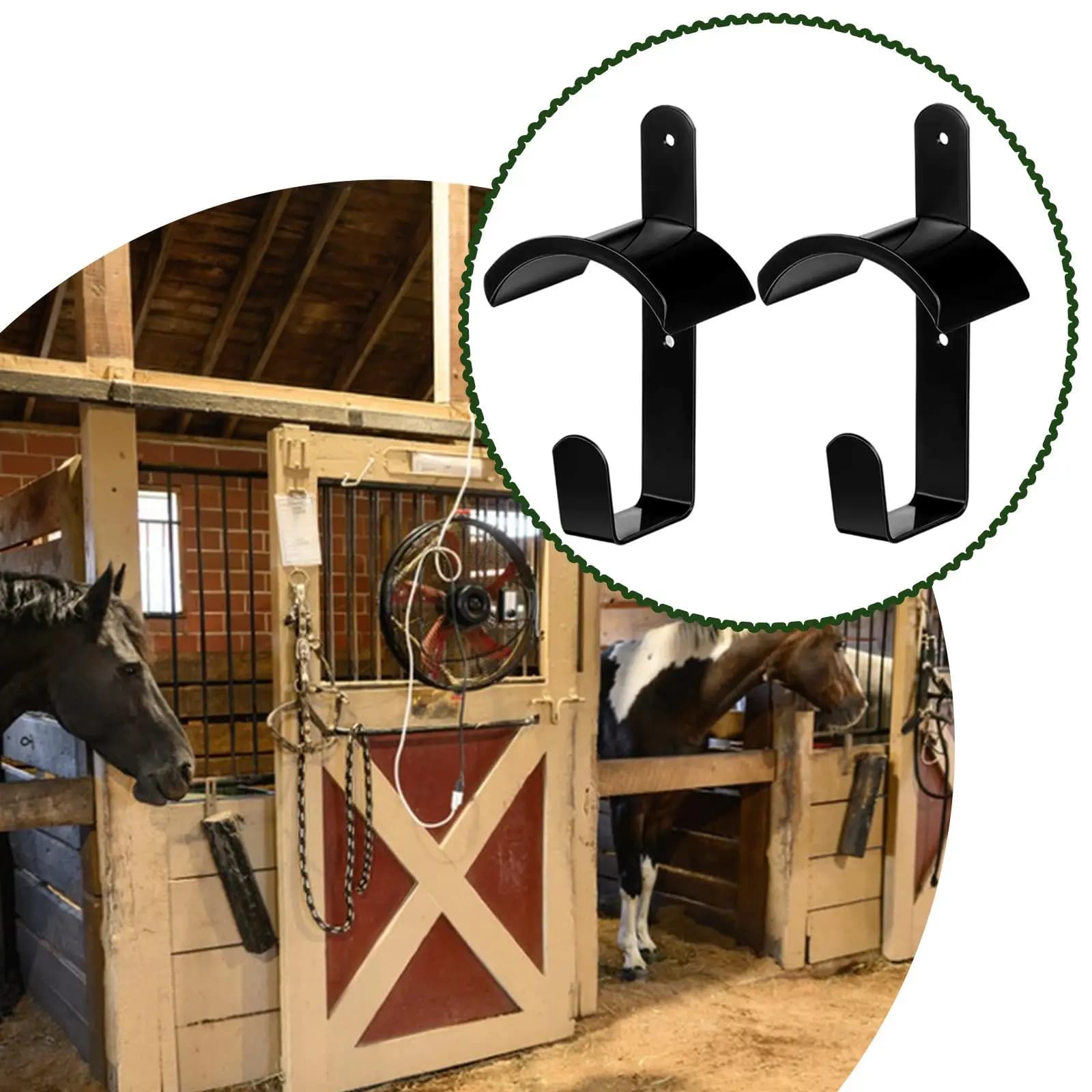 Horse Stall Bridle Hooks Iron Saddle Rack Wall Mounted Equestrian Tack Storage Holder Hardware for Barn