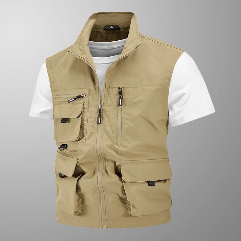 Gilet da uomo autunnale Giacca da esterno leggera e traspirante Gilet da fotografia Gilet da pesca multitasche casual e confortevole