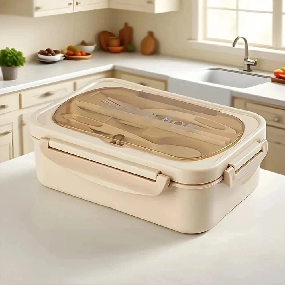 Set di 5 Contenitori per Alimenti Compartimentati e Impilabili, Ermetici, con Porta Utensili, Portatili e Riutilizzabili