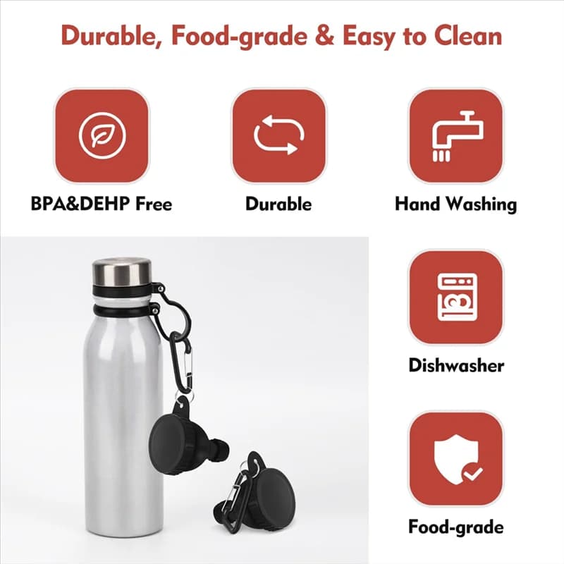 A02M-Travellers for powdered protein, 4 pack, portable, includes funnel, carabiner and reinforced lids
