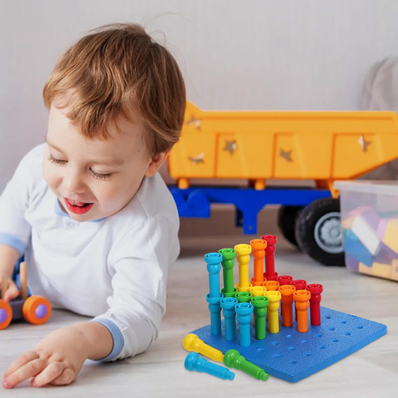1Set Early Education Pegboard Game Mushroom Peg Color Sorting Counting Fine Motor Skills Development Toddler Board Set