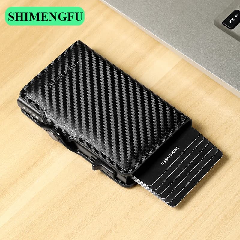 SHIMENGFU Portafoglio in Pelle Antifurto RFID per Uomo e Donna, Fermasoldi e Porta Carte per Documenti Bancari e Carte di Credito