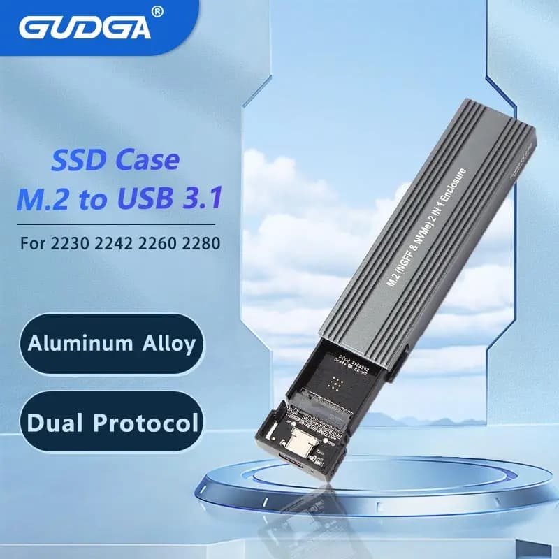 Custodia SSD da M.2 a USB 3.1, doppio protocollo M.2 NVME PCIe NGFF SATA M2 adattatore SSD per 2230 2242 2260 2280 NVMe/SATA M.2 SSD RTL9210B