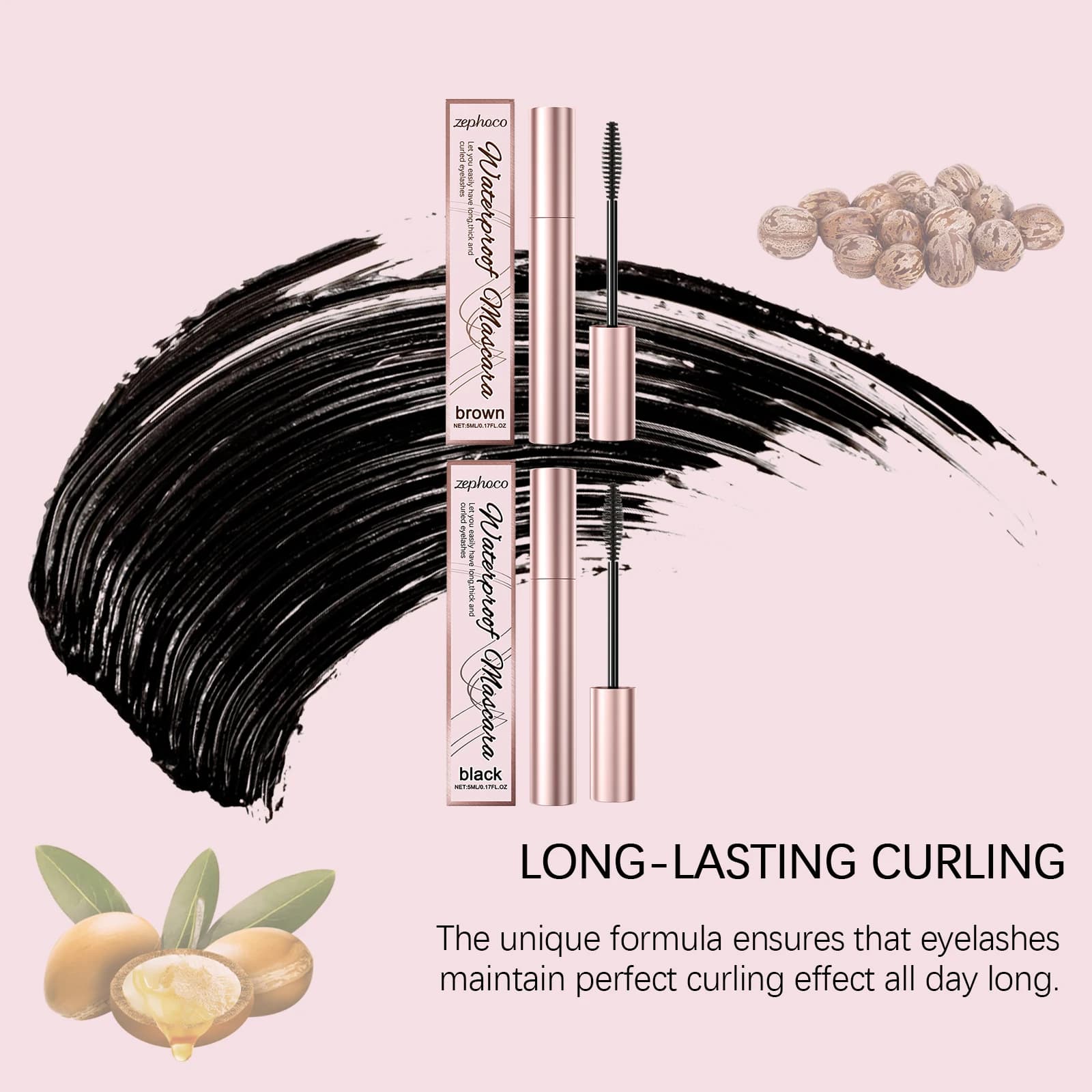 Mascara impermeabile Lunga durata Ricci spessi Non sbavature Aggiungi fascino Lunghezza snella naturale Non agglomerante Cosmetico per occhi portatile