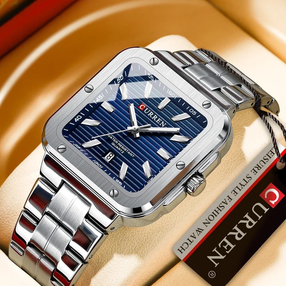 CURREN Fashion Men Sports Watc Auto Date Luminous Stainless Steel Band Wristwatch Men's Quartz Watch Men's Watches