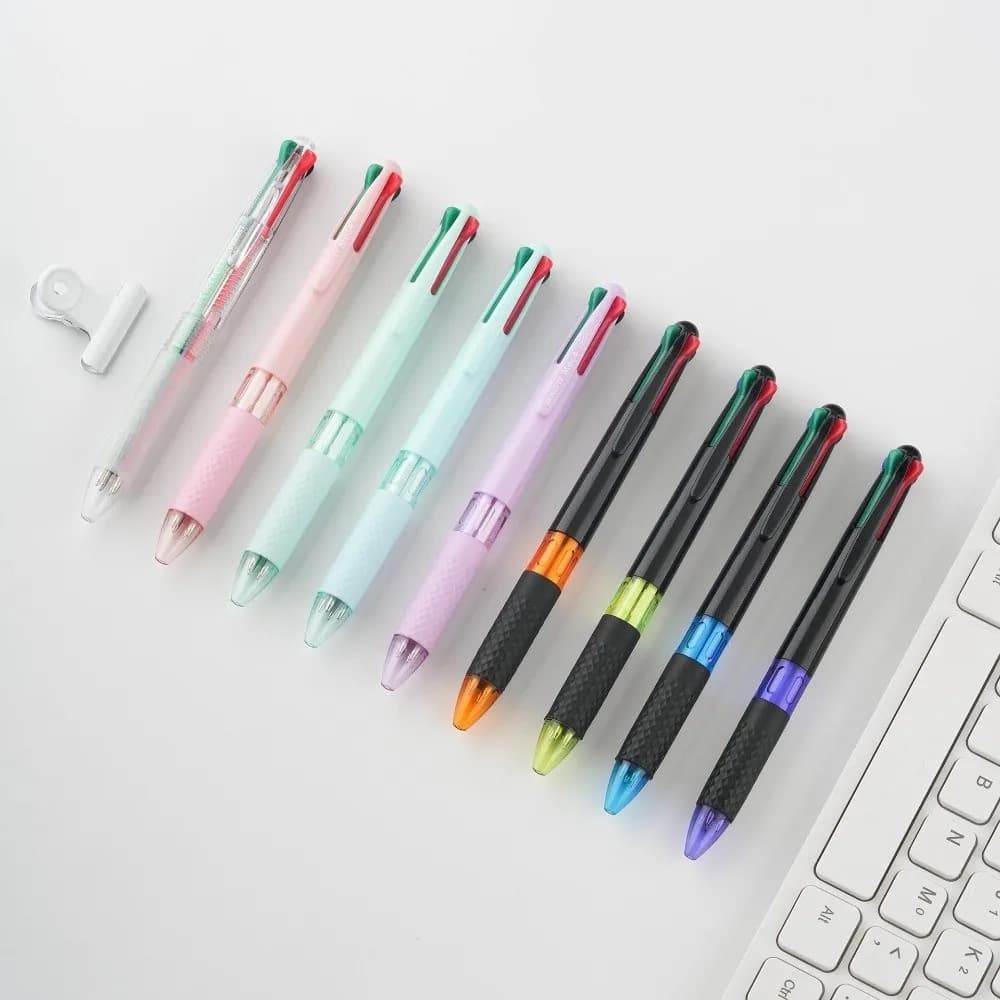 Multi-functional 4-in-1 Multicolor Ballpoint Pen 0.7mm Tip Press Using Gel Pen Writing Pen Gift