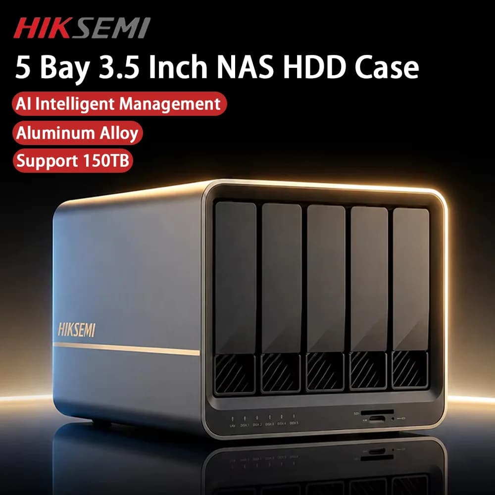 HIKSEMI NAS Storage 5bay 3.5" Inch SATA Hard Drive Enclosure NAS Network HDD Storage Box 2.5GbE Port Network Attached Storage