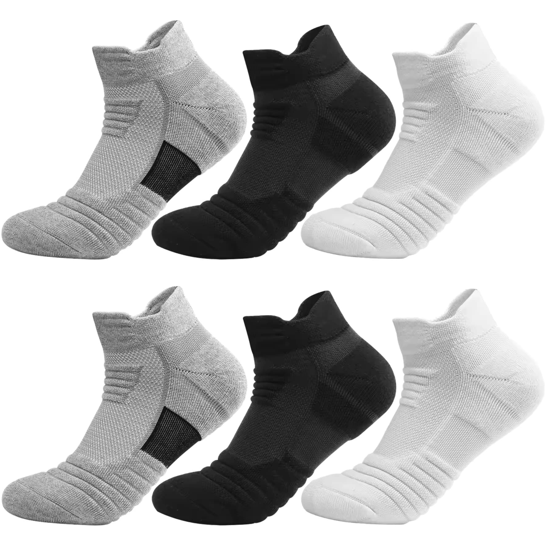 12/24 Pairs Breathable Mesh Athletic Socks Cushioned Moisture Wicking Durable for Running Hiking Sports Reduces Foot Pain Terry