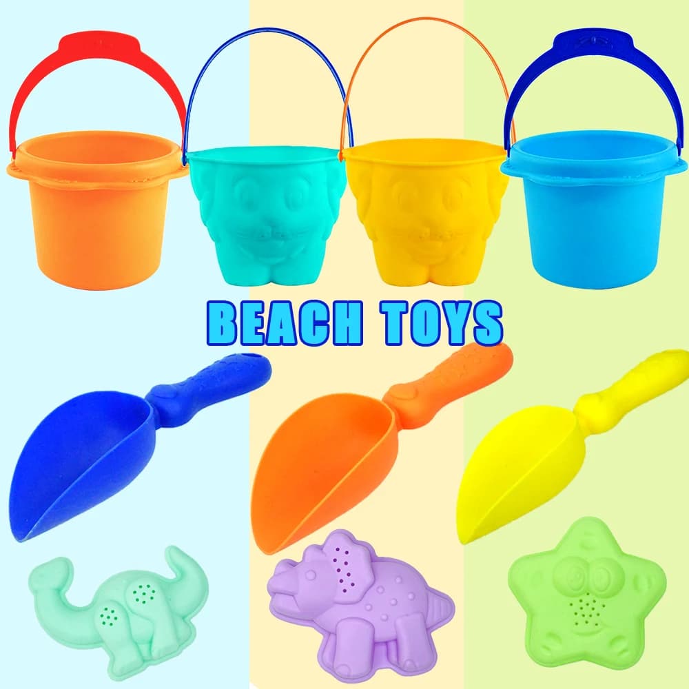 6PCS Beach Sensory Bucket Toy Cartoon Dinosaur Sand Plage Set Ocean Animal For genitore-bambini Interactive Beach Water Play Toys