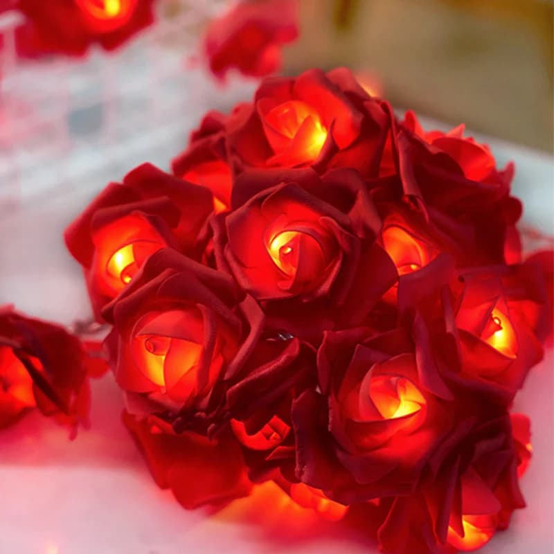 Luci LED a Forma di Rosa Rossa e Rosa, 3m 20 LED, Ghirlanda Luminosa per Matrimoni, Feste, Regali per la Festa della Mamma