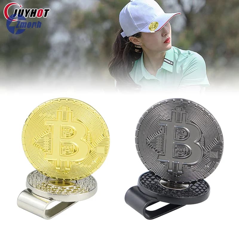 New！1Pc Golf Accessories Mark Hat Clip Ball Marker Set Magnetic Hat Clip Mark Bitcoin Shaped Mark Magnetic Hat Clip Marker
