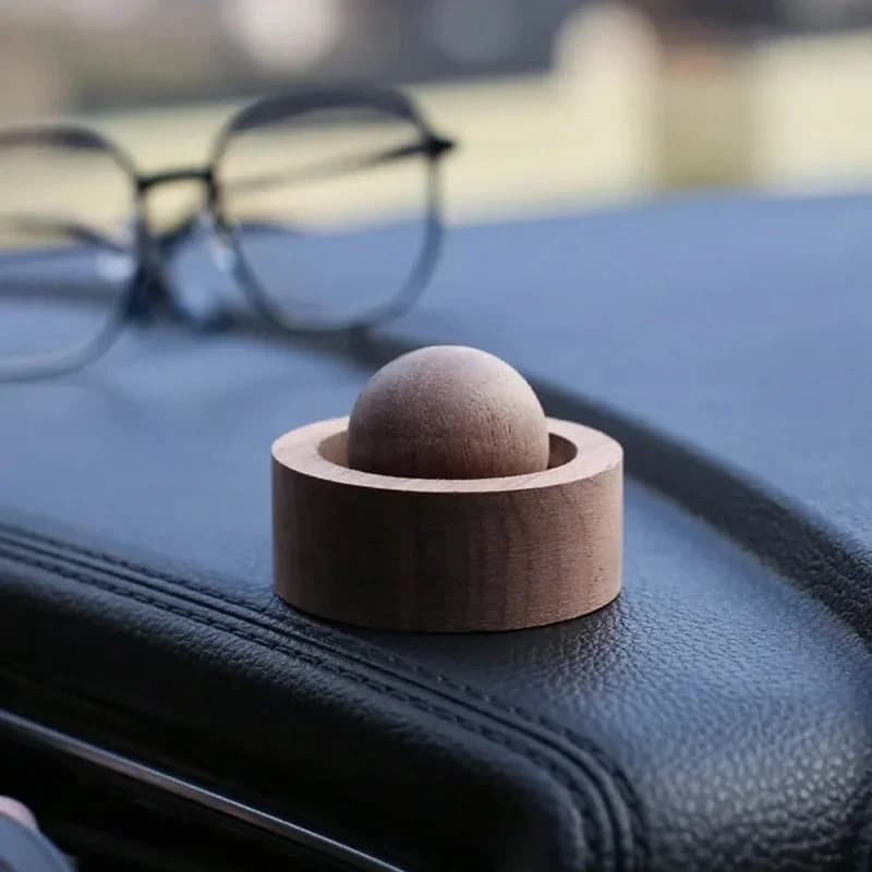 Diffusore di Aromi per Auto e Casa in Legno di Noce Nero, Ornamenti Rotondi, Sfera per Auto, Pietra per Oli Essenziali, Fragranza per Cruscotto