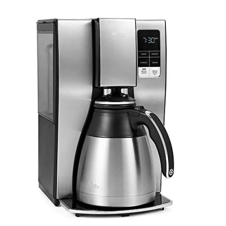 10-Cup Programmable Coffee Maker with Insulated Thermal Carafe Stainless Steel Adjustable Brew Strength Brew Now or Later