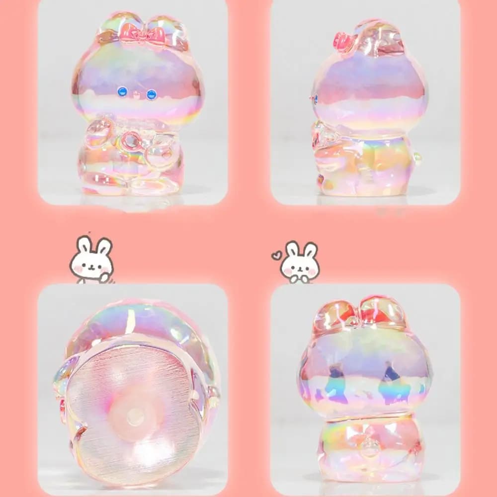 Coniglietto Laser Trasparente Sfumato, Artigianato Colorato, Mini Ornamenti a Forma di Coniglio Rosa, Modellino Kawaii, Regali per Coppie