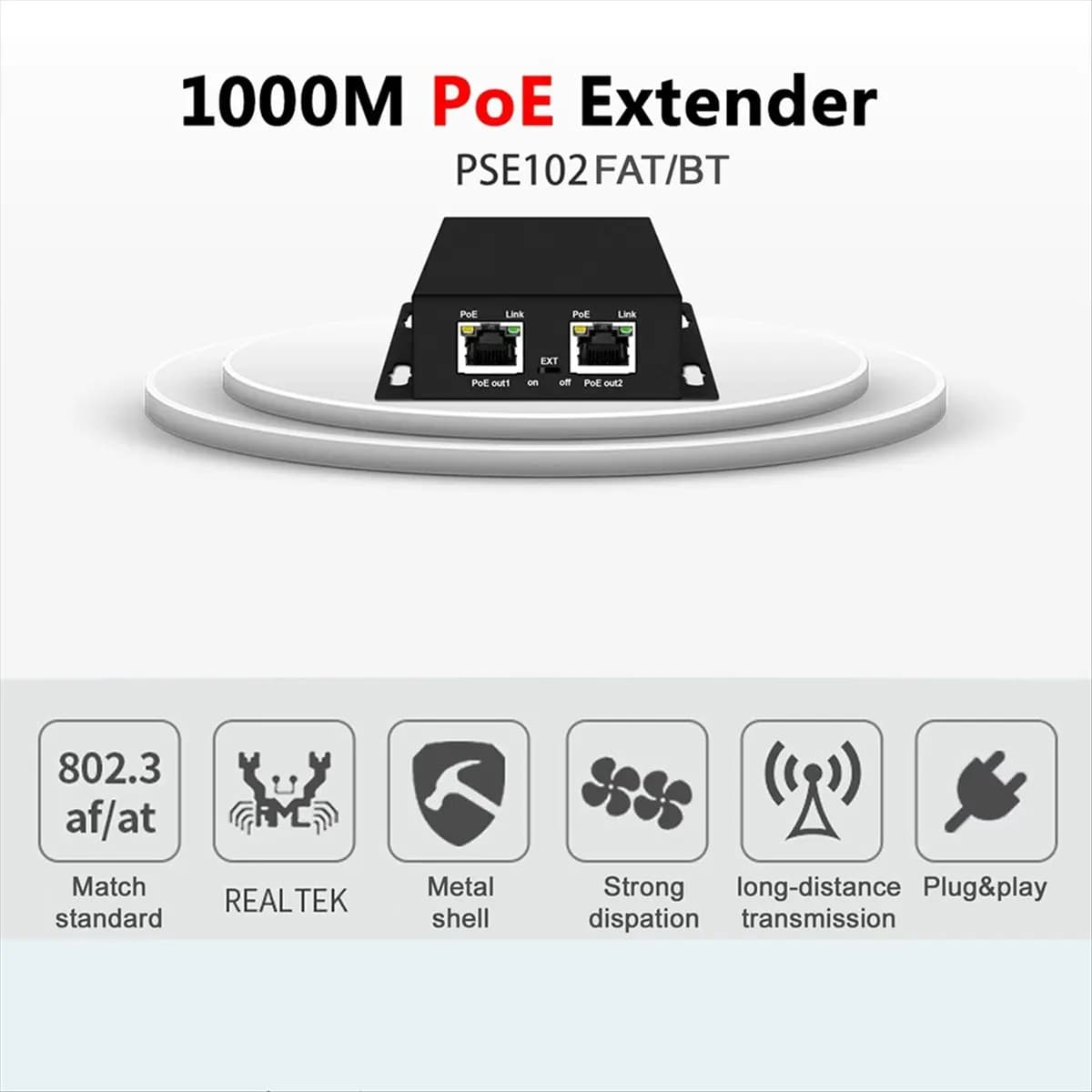 M85K IEEE 802.3af/At POE Extender 1 ingresso 2 uscite 2 porte POE Extender e iniettore 10/100/1000Mbps VLAN Max250m 30W