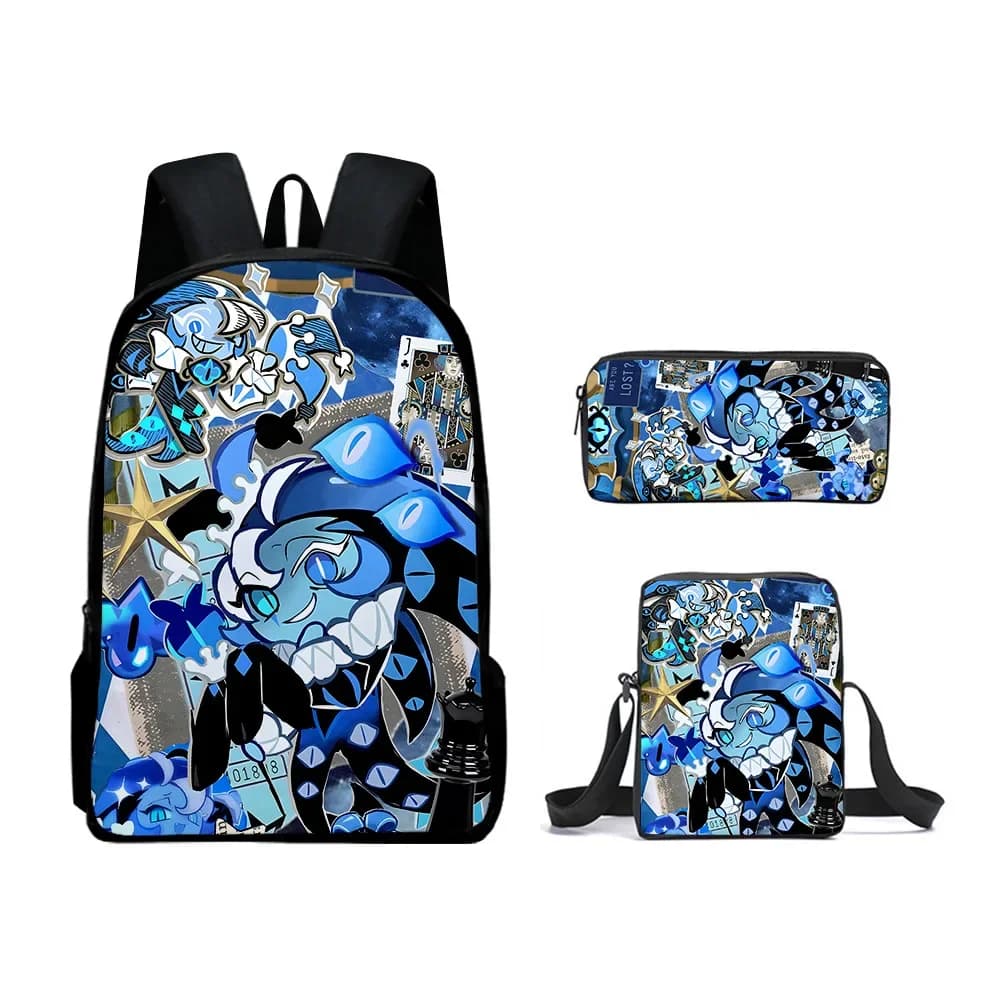 3Pcs Set Backpack Shadow Milk Cookie Schoolbag With Shoulder Bag Pencil Case Set Gift for Kids Students