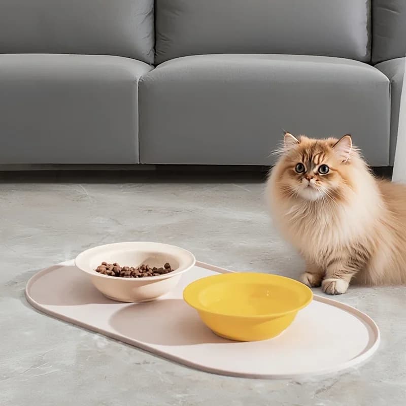 Tappetino per alimentazione gatti con design impermeabile antiscivolo, tappetino per alimenti per animali domestici da 1 pezzo, compatibile con ciotole per gatti/cani, famiglie multipet, proprietari di cani