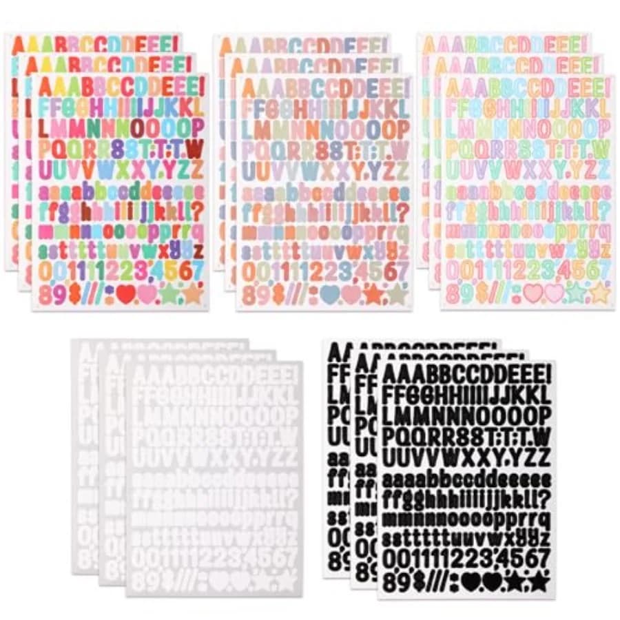 15 Sheet Letter Stickers- 0.5 Inch Self Adhesive Vinyl Letter Number Symbol Stickers for Mailbox Suitcase Guitar Water Bottle L