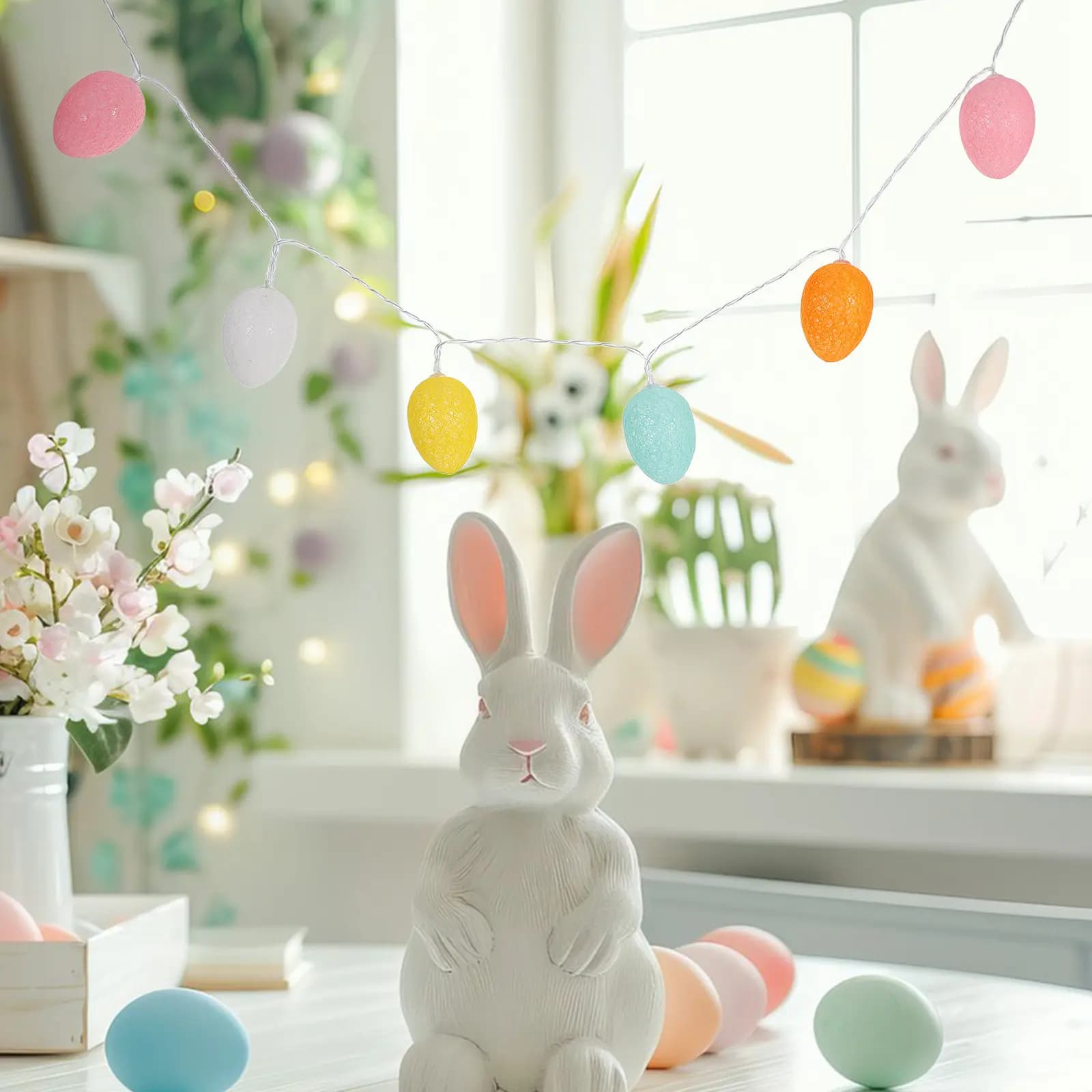 Luci LED a Forma di Uovo di Pasqua, Decorazione Festiva a Batteria per Feste di Pasqua, Finestre, Alberi, Interni ed Esterni