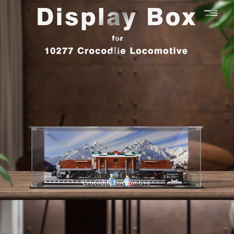 Espositore in acrilico per locomotiva a coccodrillo Lego 10277 vetrina trasparente antipolvere (Set di mattoni giocattolo non incluso)