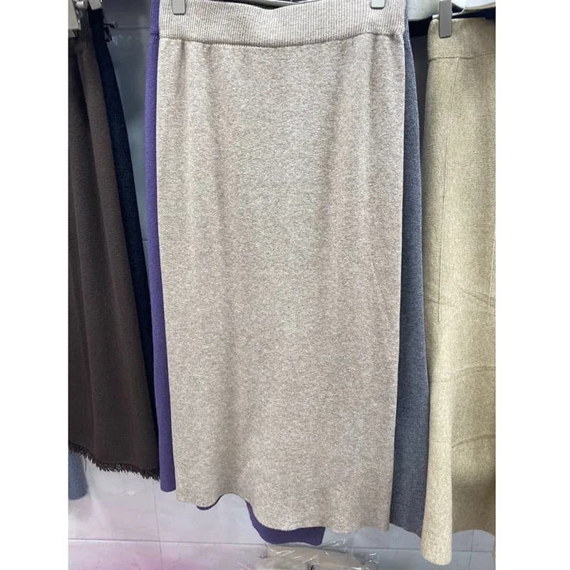 Gonne dritte lavorate a maglia da donna Elegante versatile pacchetto dimagrante Gonna lunga sui fianchi Gonne a tubino in jersey basic tinta unita da donna