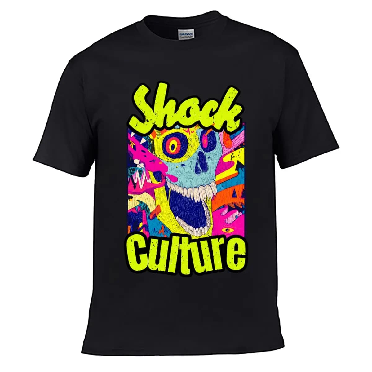 Shock Culture Neon Graffiti Skull Pop Art short-sleeved T-shirt