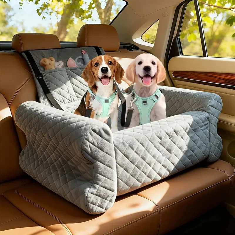 Portable Dog Car Seat Bone Shape Pet Travel Bed Safety Carrier for Puppy Small Dogs Anti Slip Cushion Nest for Auto Ride Bone