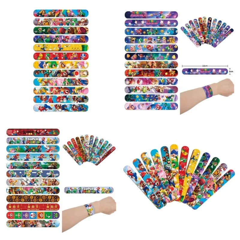 Braccialetti a scatto in PVC Super Mario per bambini, cinturini decorativi a tema cartone animato, gadget per feste di compleanno, premi per la classe, giocattoli regalo
