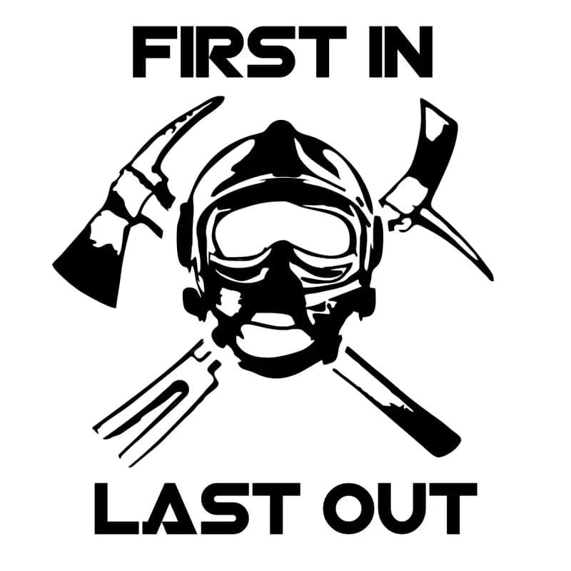 Wall decal for auto artistic Fireman First in última out Decalcomania in vinyl waterproof and with sun protection