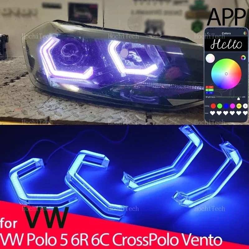 M4 Style LED Angel Eyes Lamp Ring RGB Lamp for Volkswagen VW Polo 5 6R 6C CrossPolo Wind Gol Voyage Saveiro Cross