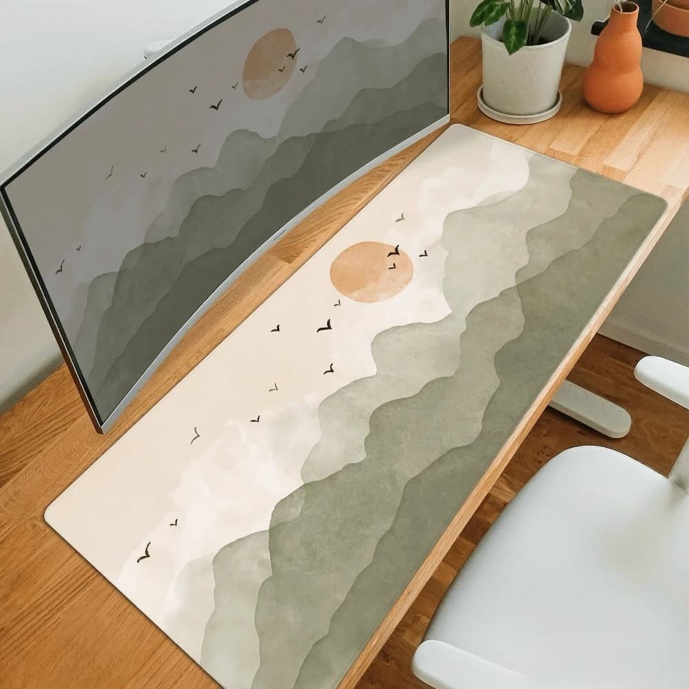 Nature Desk Mat,Minimalist Mousepad ,Large Mouse Pad,cute Boho sage green beige,keyboard deskpad deskmat,Aesthetic pc table matt
