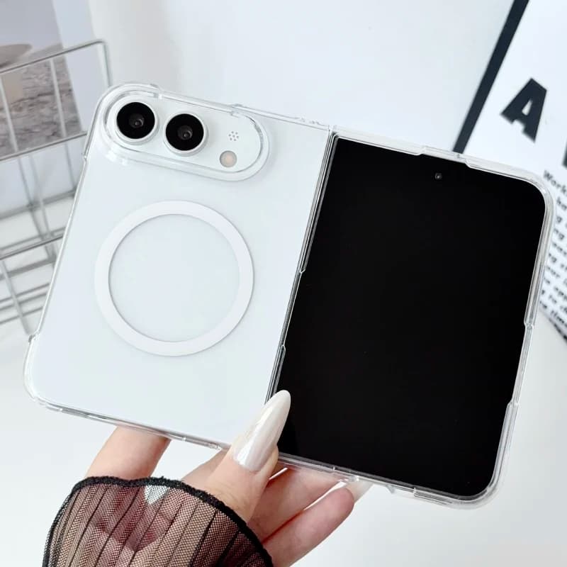 Frosted and Transparent Hard PC Fold Shockproof Phone Case for iPhone Duo For Magsafe Magnetic Wireless Charging Bumper Cover