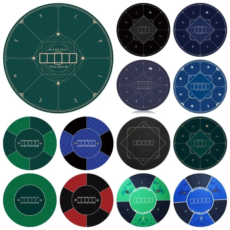 70/80/90/100/110/120cm Round Texas Hold'em Table Mat Mahjong Tablecloth Chip Rubber Mat Round Tablecloth for Tabletop Games